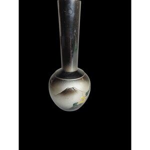 Vintage Solid Brass Bud Vase Etched Ornate Oriental Design